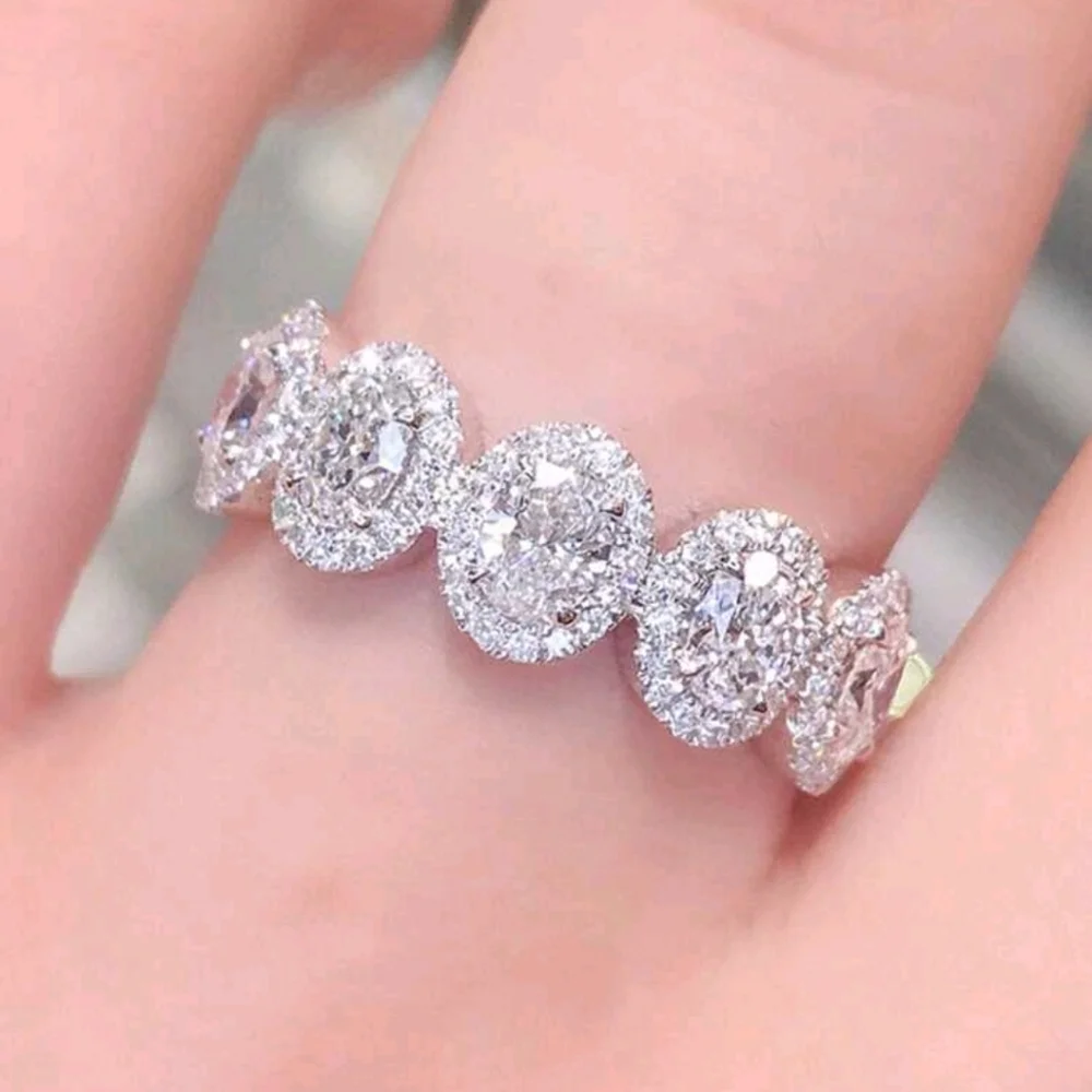 Sterling Silver NEW Halo Cubic Zirconia Wedding Engagement Ring SIZE 7